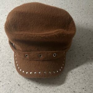 Vintage Brown Cap with Silver Studs